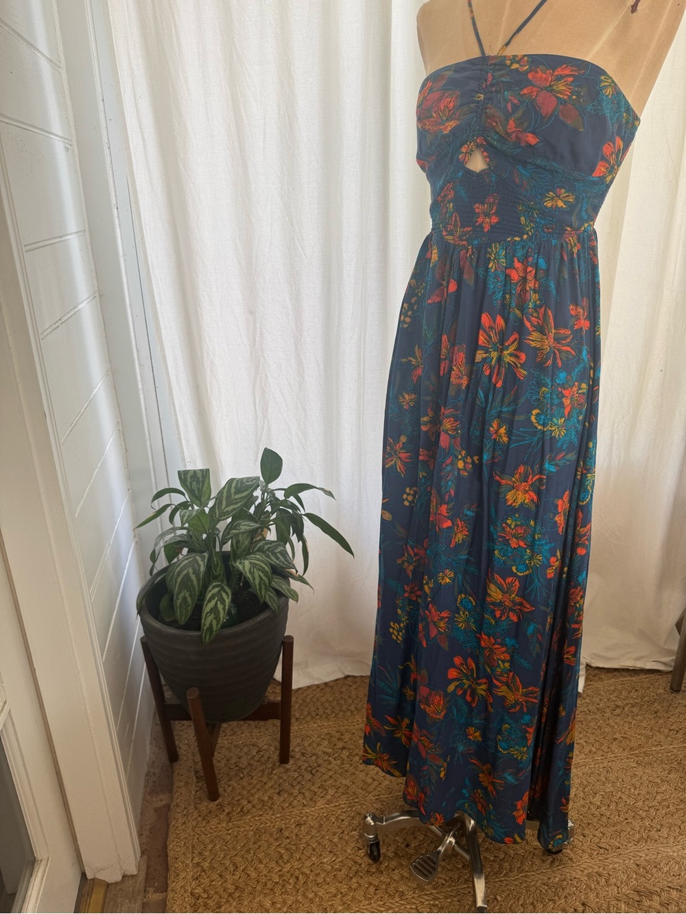 Free People Floral Maxi Dress with Cutout Detail